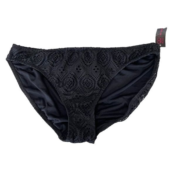 NEW No Boundaries Black Bikini Bottom Lace Overlay Beach Summer Vacation Size XL - Picture 1 of 12
